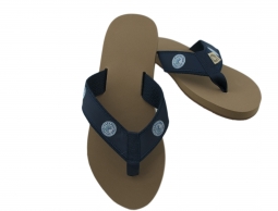 Clearwater Men's Sandal with Navy cotton and Navy Box Stitch Toe - Almond Drifter Sole